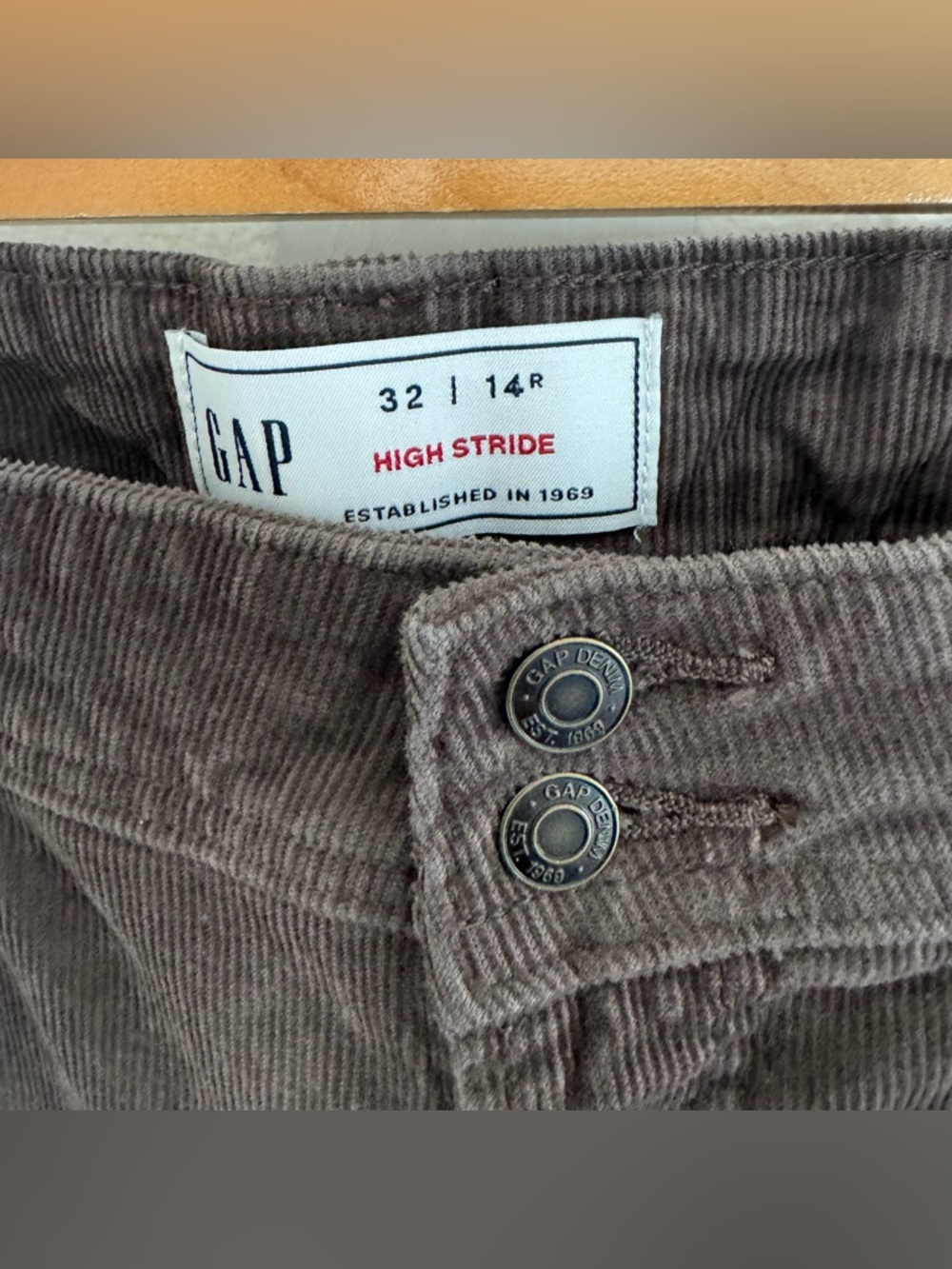 GAP High Rise Corduroy Stride Wide-Leg Pants Basic Brown - Picture 9 of 12